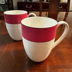 2 Kate Spade Rutherford Circle PINK Lenox Coffee Tea Mug Cup 4.25” kate spade